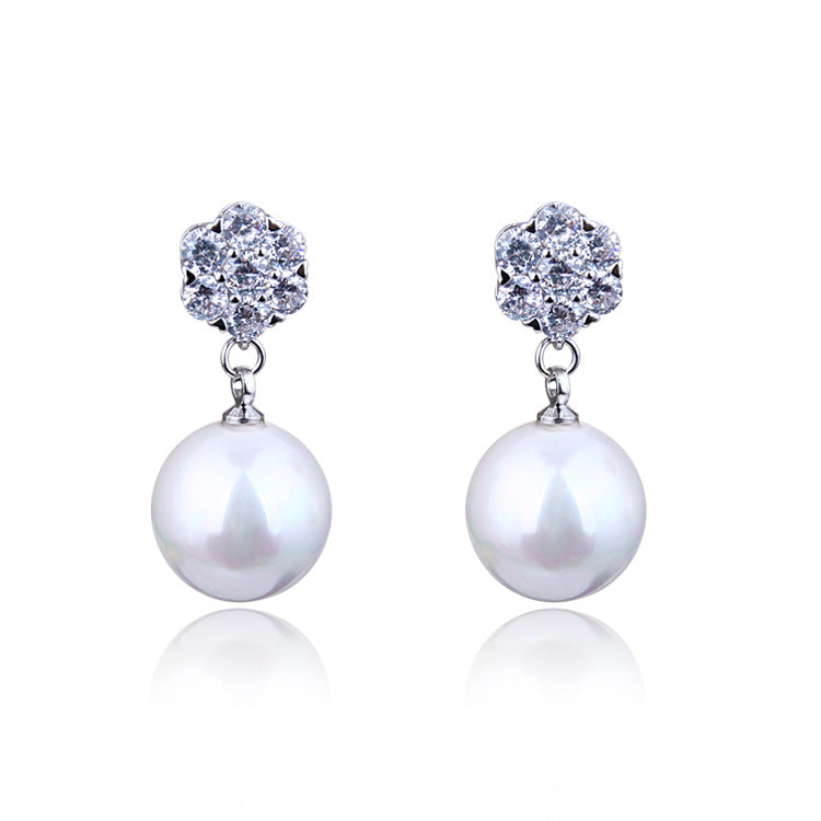 Elegant 925 Silver Pearl Drop Earrings – Korean-Inspired Fashion Jewelry