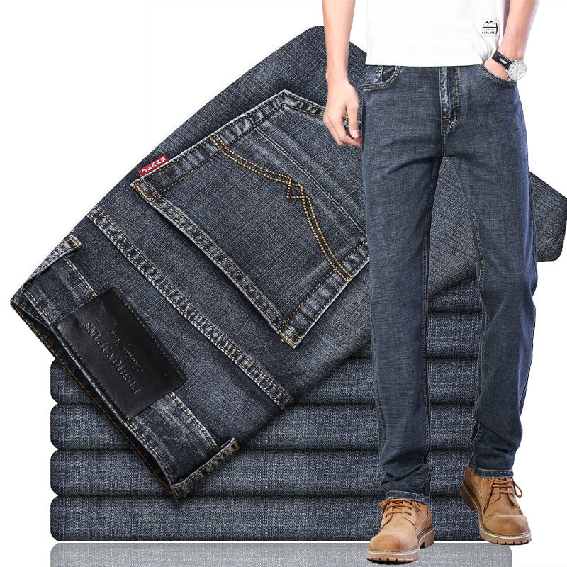 Men’s Slim Straight-Leg Jeans – Classic Long Denim Pants