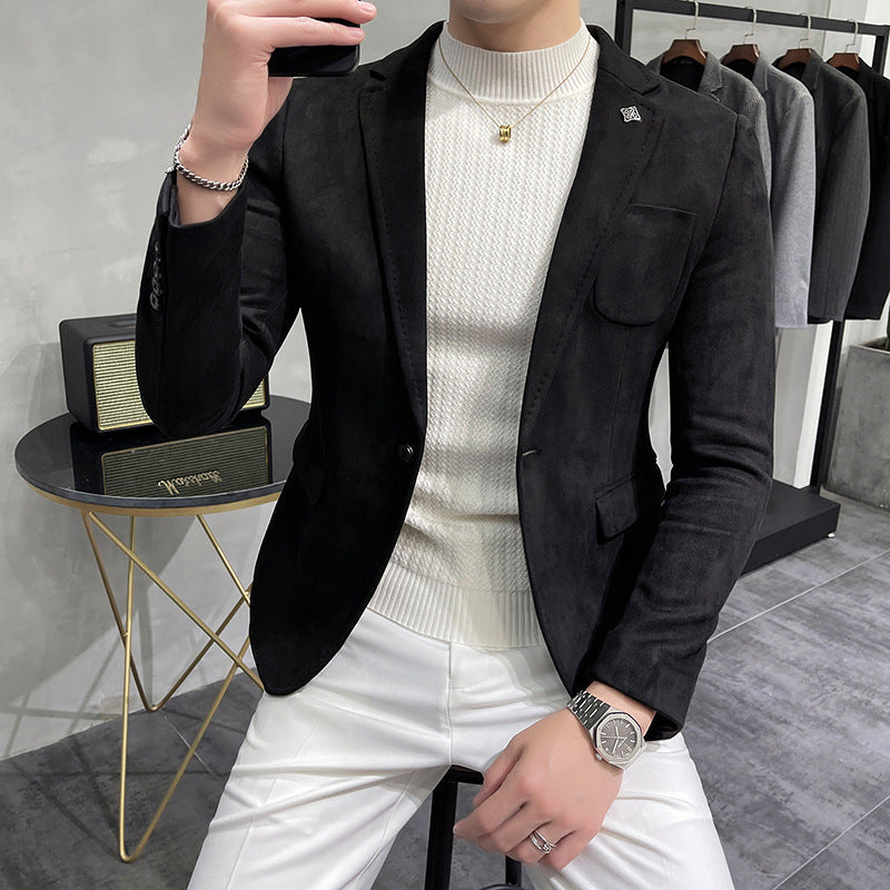 Men’s Slim Fit Faux Suede Blazer Jacket – Lightweight Smart Casual Jacket, M–4XL