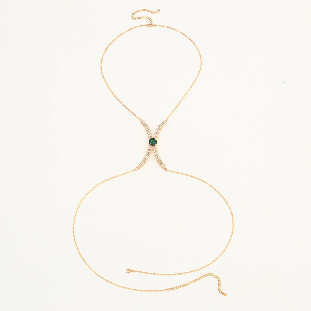 Women’s Rhinestone Metal Body Chain – Elegant Single-Loop Statement Jewelry