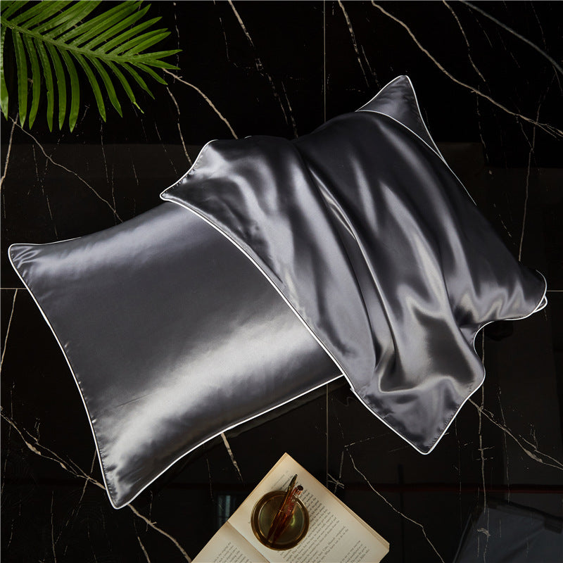 Single-Sided Solid Color Silk Satin Pillow Cover – Smooth Elegant Pillowcase