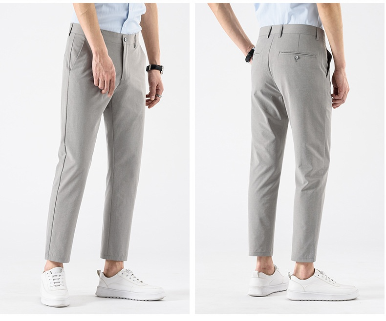Men’s Slim Fit Cropped Suit Pants – Business Casual Ankle Trousers
