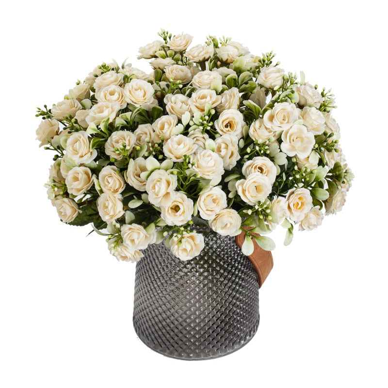 15-Head Princess Rose Bouquet – Elegant Silk Floral Arrangement for Home & Wedding Decor