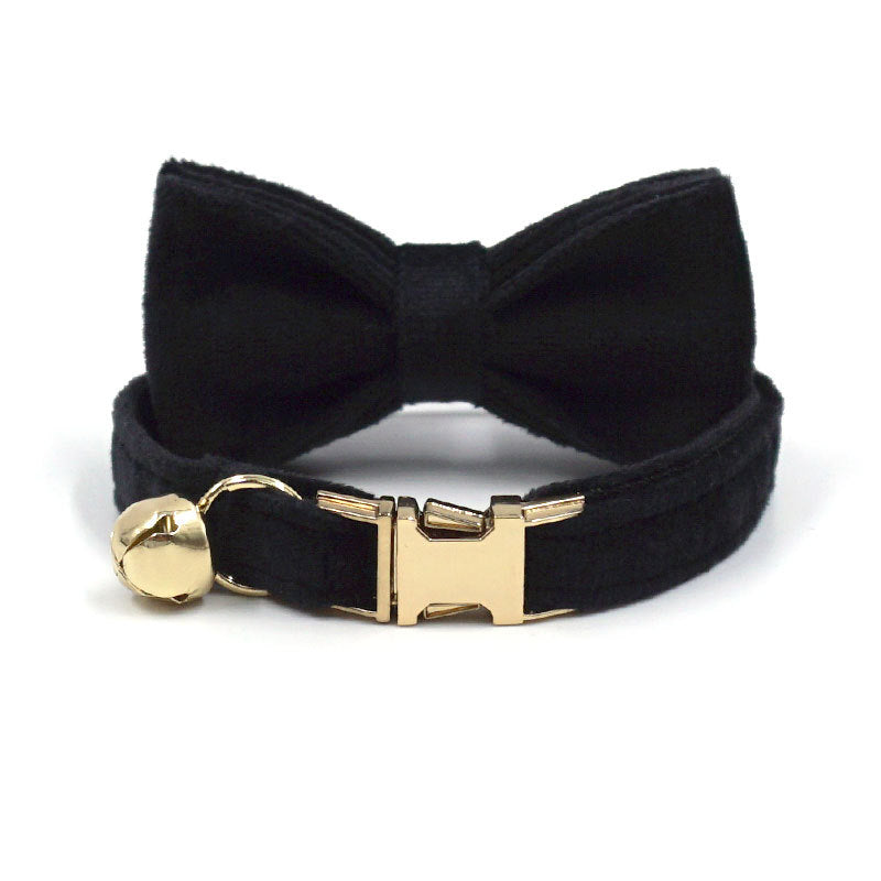 Luxury Velvet Cat Collar with Bell – Adjustable Metal Buckle Collar for Cats