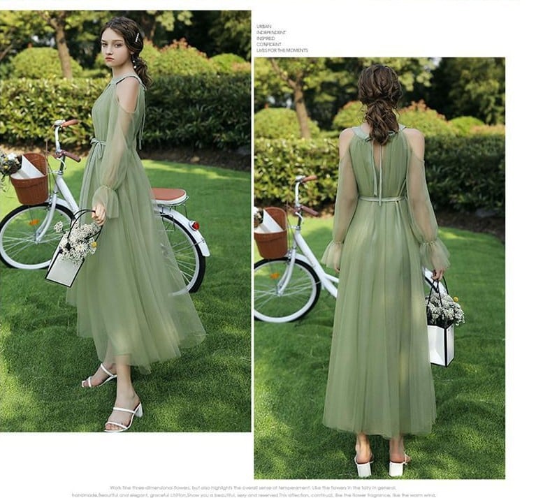 Women’s Off-Shoulder Bridesmaid Evening Dress – Flying Sleeve Long Formal Gown XS–3XL