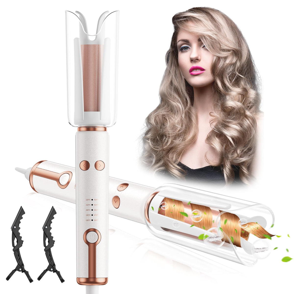 Automatic Curling Iron – 1.1" Auto Hair Curler with 5 Temps & Timer