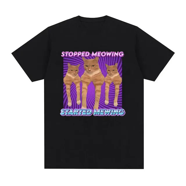 Humorous Cat Memory T-Shirt for Women - Summer Style