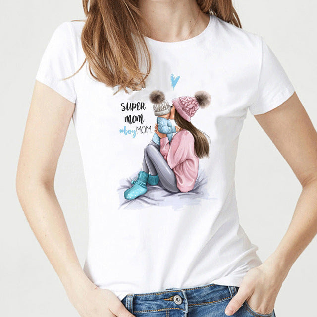 Fashionable Printed White Cotton T-Shirt for Women