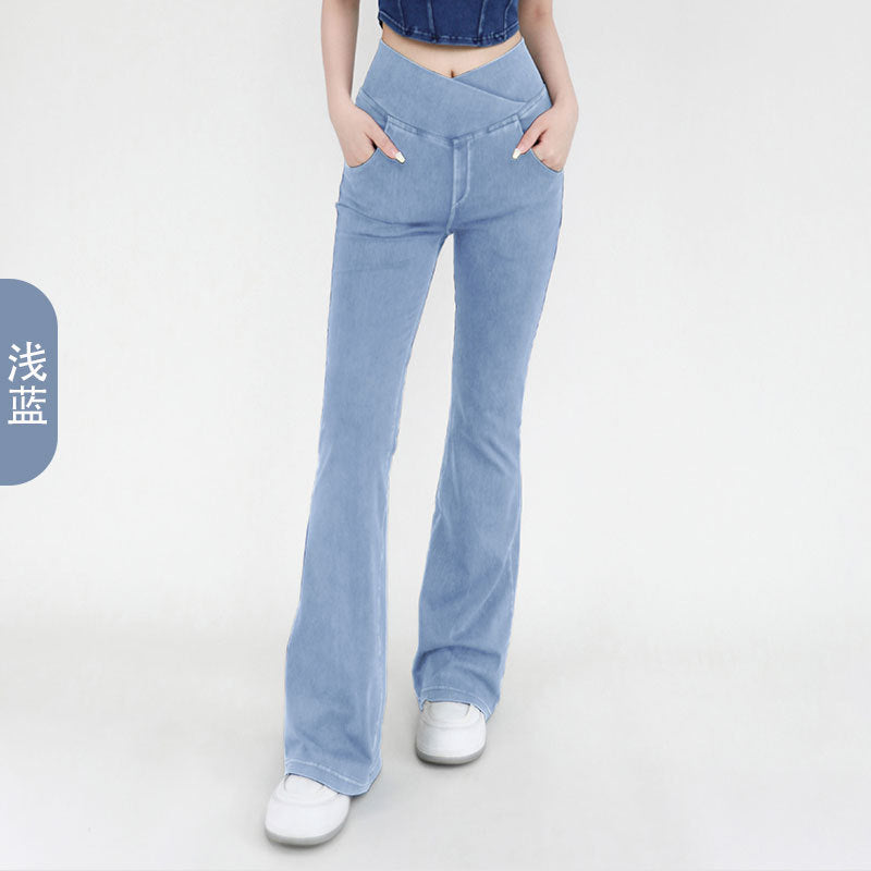 Women’s High-Waisted Flared Jeans – Super Stretch Cross-Pocket Bootcut Denim, S–XXL