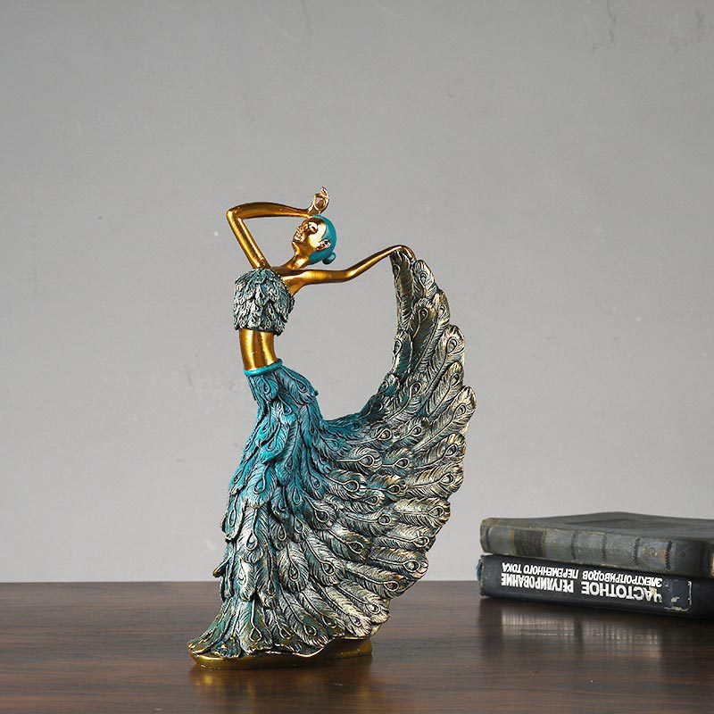 Luxury Peacock Resin Figurine – Elegant Dancing Bird Accent for Home Decor