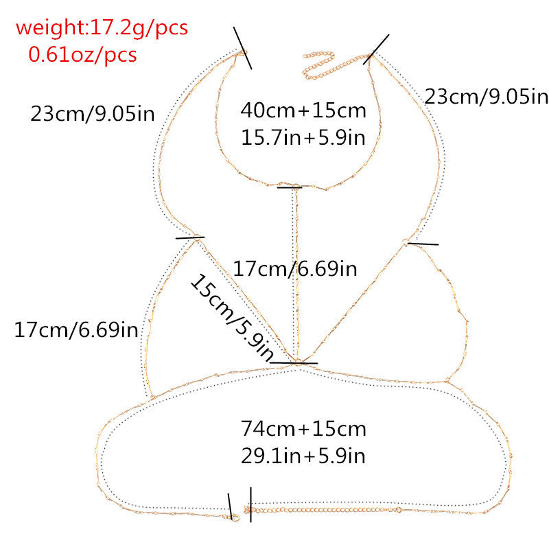 Women’s Handmade Geometric Body Chain – Adjustable Gold & Silver Nightclub Statement Jewelry