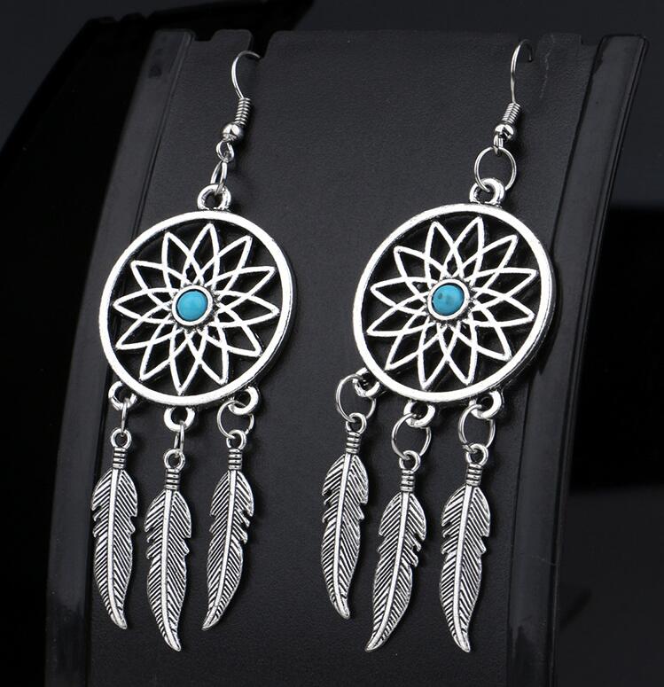 Dreamcatcher Feather Tassel Earrings for Women – Boho Long Dangle Earrings