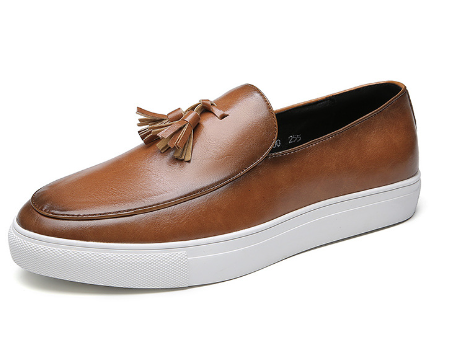Men’s Korean-Style Low-Top Leather Loafers – Modern Casual Shoes