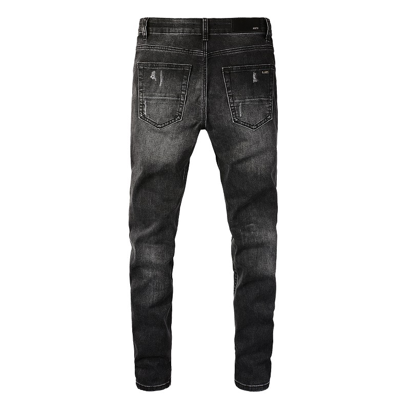 Men’s High Street Patchwork Slim-Fit Denim Pants – USA