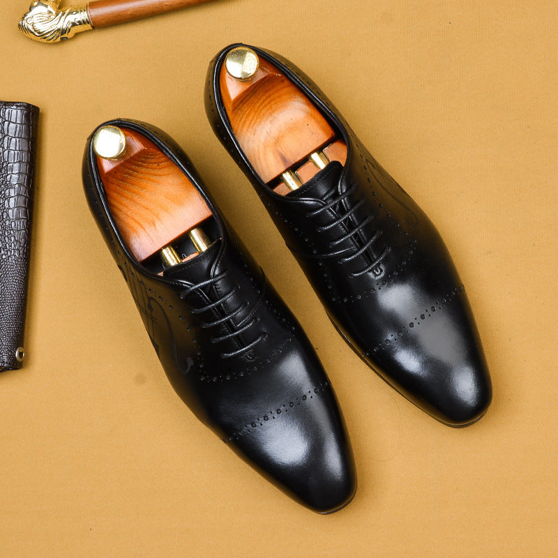 Men’s British Brock Leather Oxford Dress Shoes – Classic Formal Style