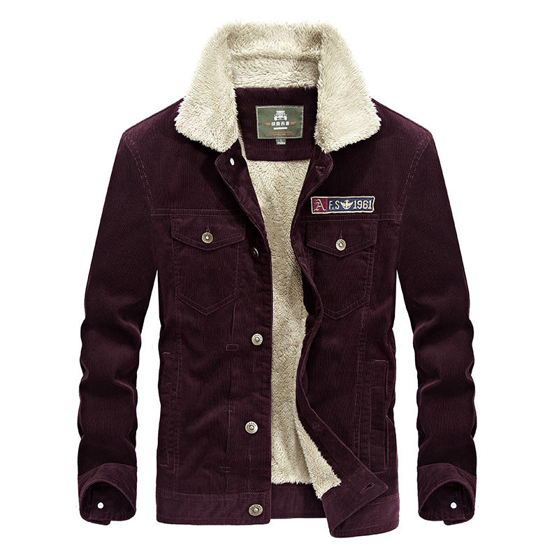Men’s Corduroy Jacket with Fleece Lining – Oversized Warm Winter Jacket