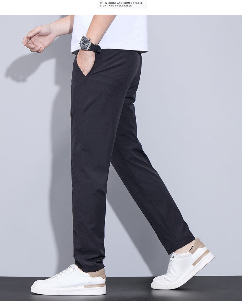Men’s Ice Silk Casual Pants – Lightweight Thin Trendy Trousers