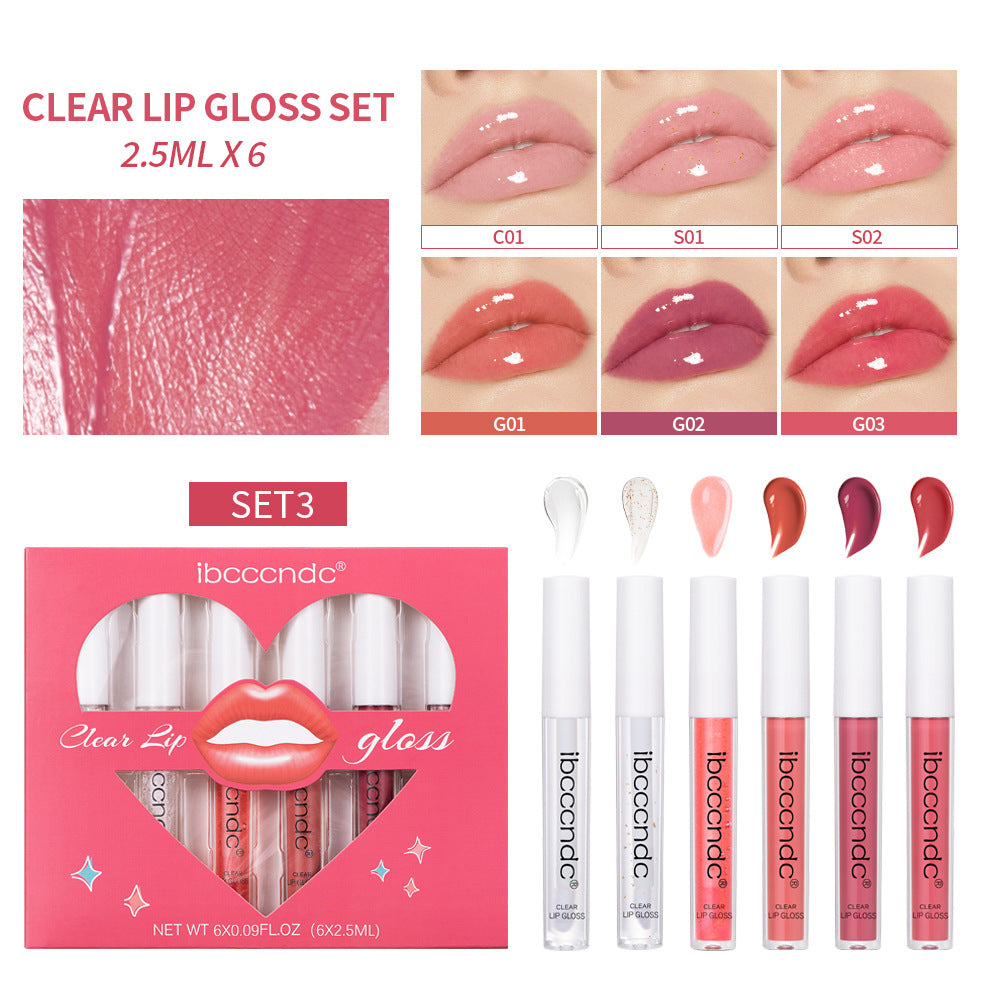 Transparent Lip Gloss Set with Liquid Lipstick