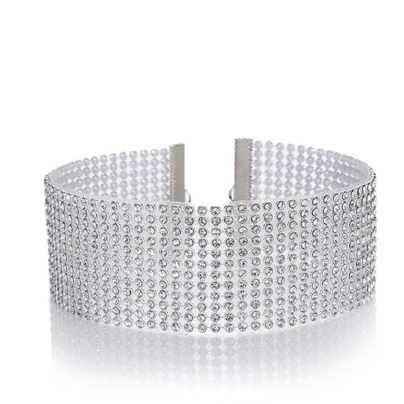 Trendy Choker Necklace with Full Rhinestone Design