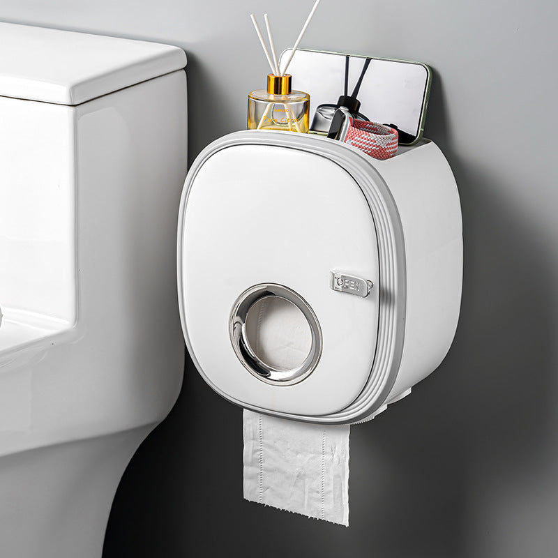 Wall-Mounted Toilet Paper Holder – Waterproof No-Drill Tissue Rack