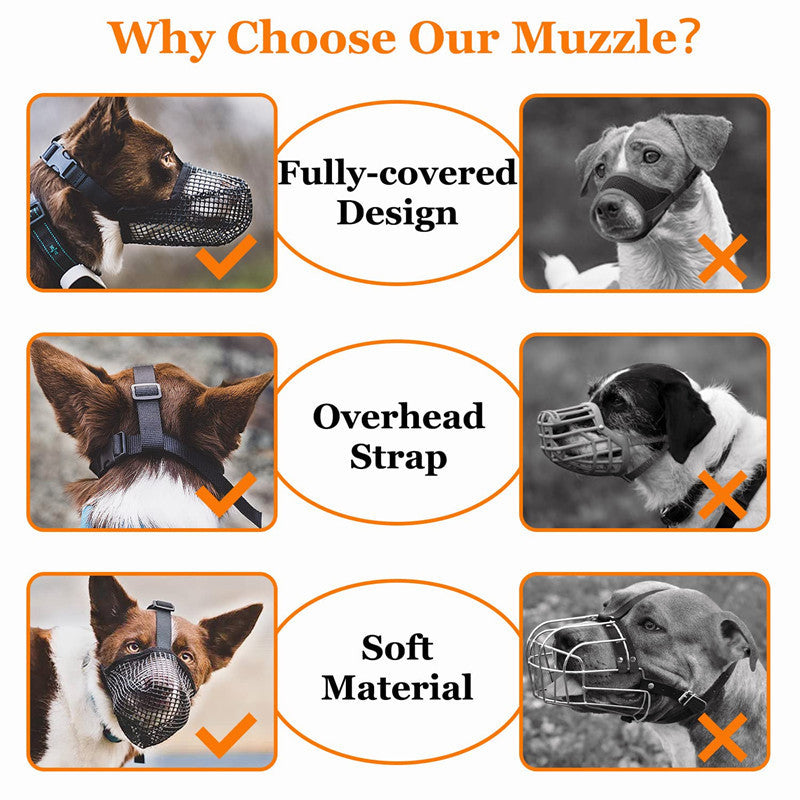 Breathable Dog Muzzle – Lightweight Adjustable Mouth Cover for Small to Large Dogs