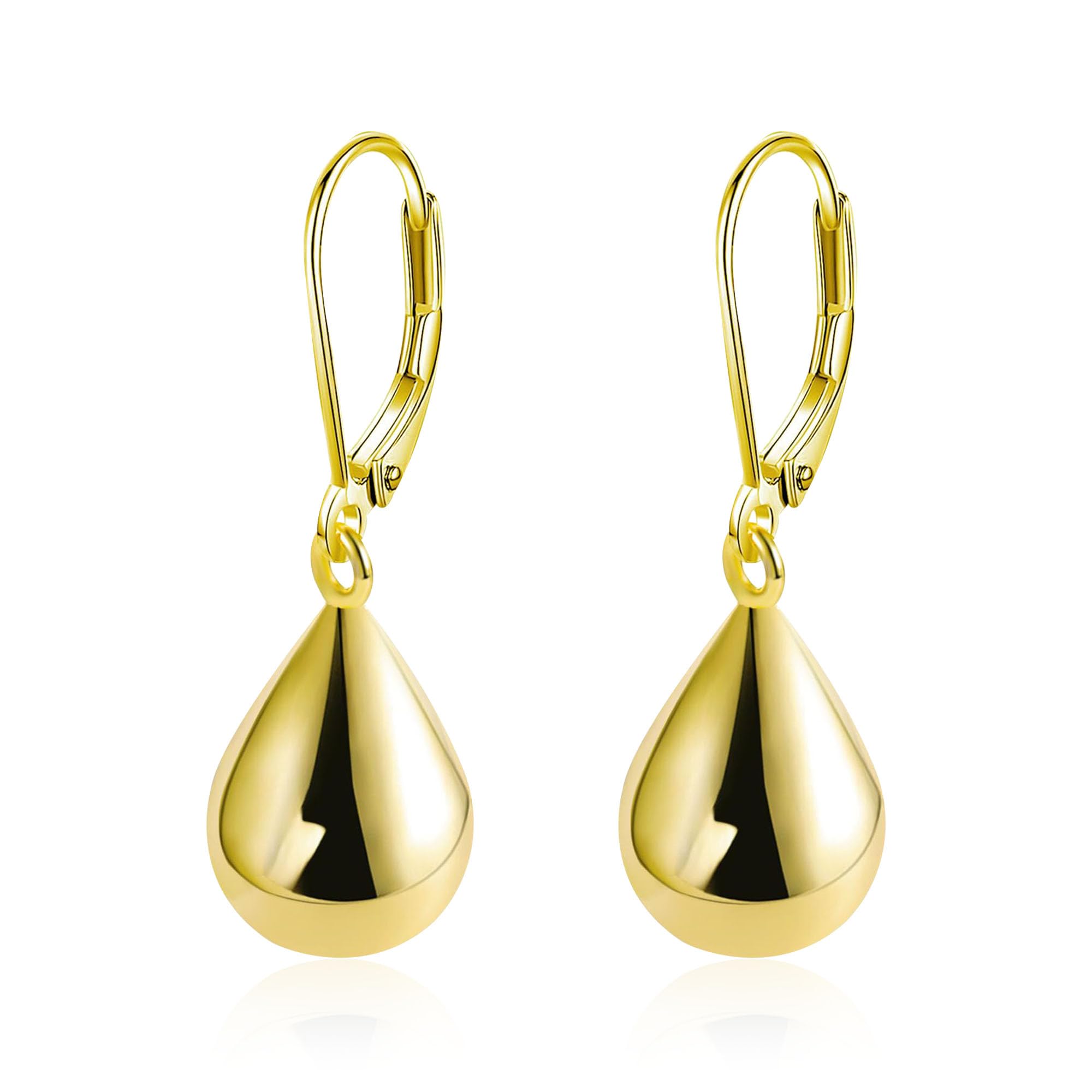 Peasimy Teardrop Leverback Earrings for Women – Gold Waterdrop Dangle