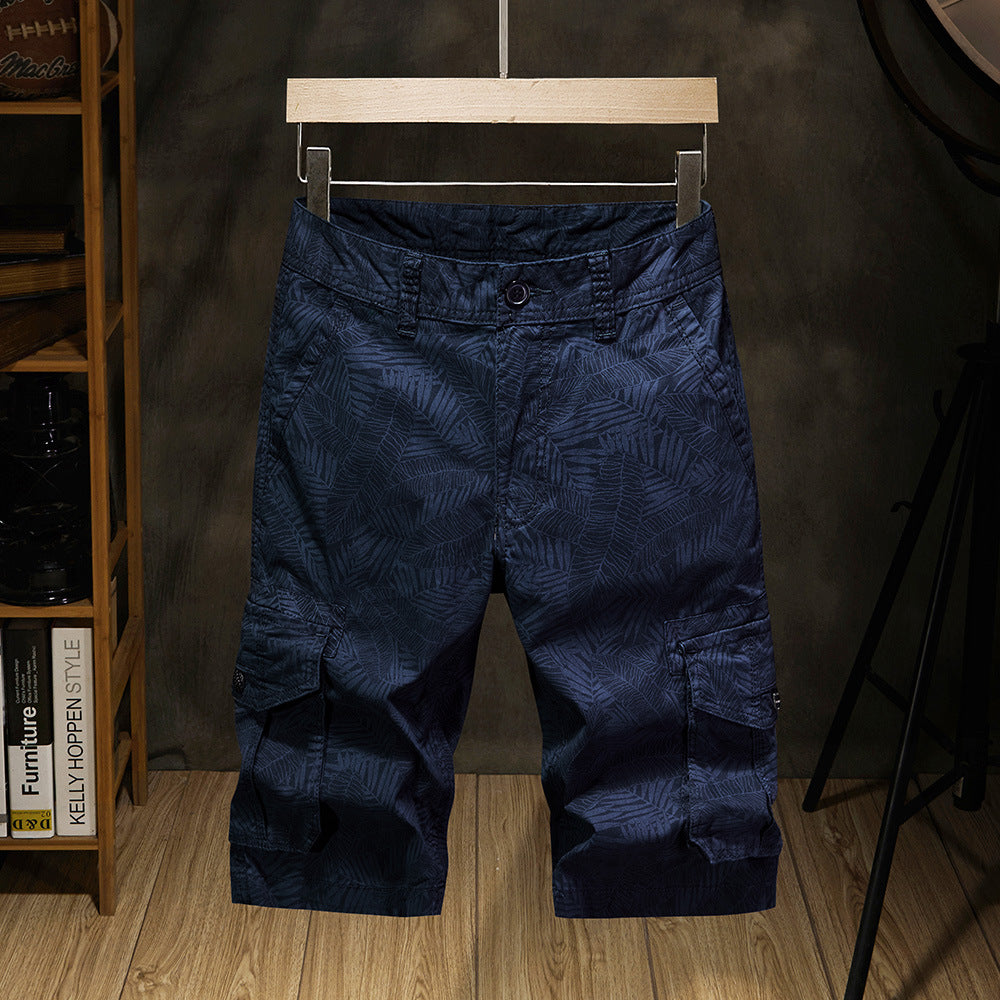 Men’s Printed Cotton Loose Cropped Trousers – Relaxed Casual Summer Pants