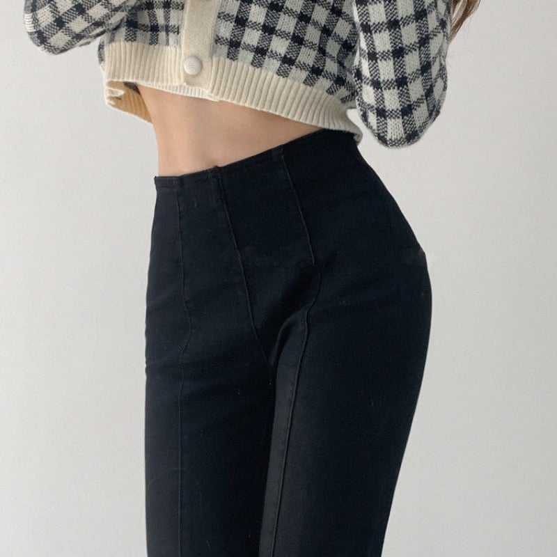 Women’s American Retro High-Waist Bootcut Jeans – Washed Cotton Denim in Blue & Black, XS–XL
