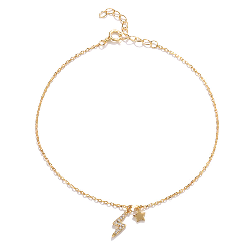 Sterling Silver Diamond Anklet with Small Accessories