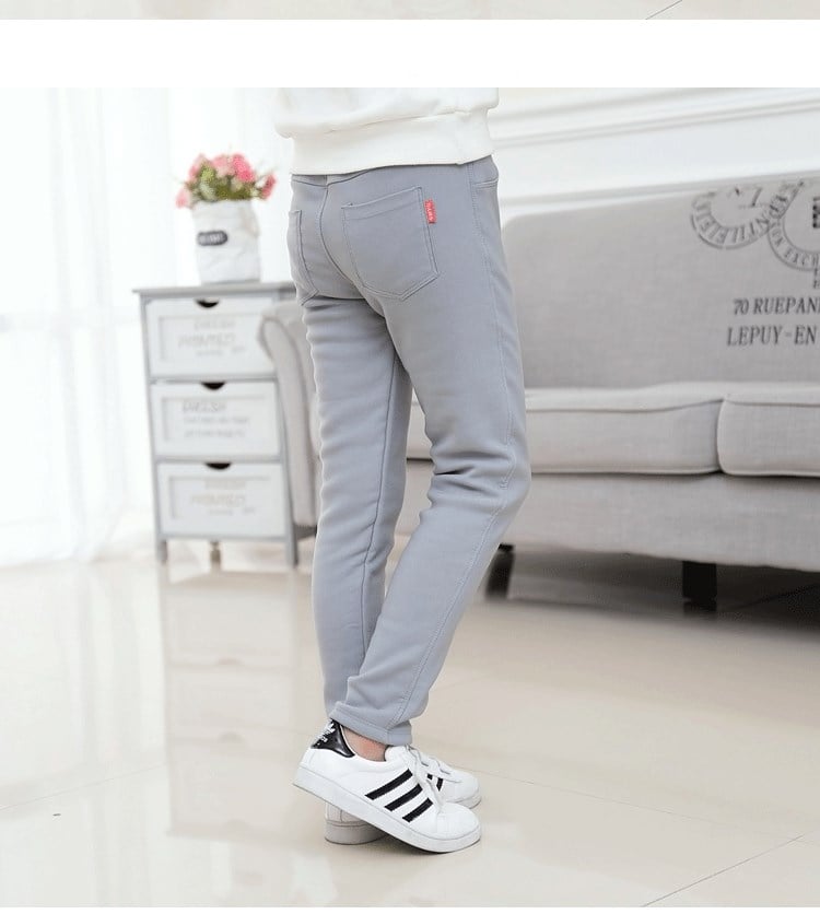 Girls’ Winter Fleece-Lined Leggings – High-Waist Warm Korean-Style Kids Leggings, 7 Colors, 100–150cm