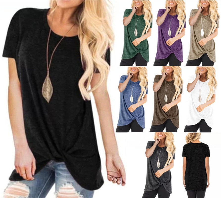 Knotted Short Sleeve T-Shirt for Women