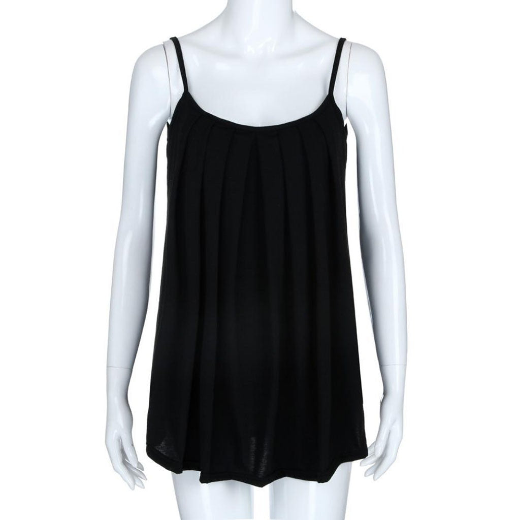 Women’s Chiffon Pleated Tank Top – Elegant Sleeveless Summer Blouse