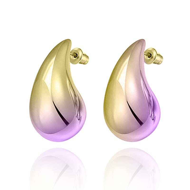 QLUYCKW Teardrop Chunky Hoop Earrings – Statement Waterdrop Earrings