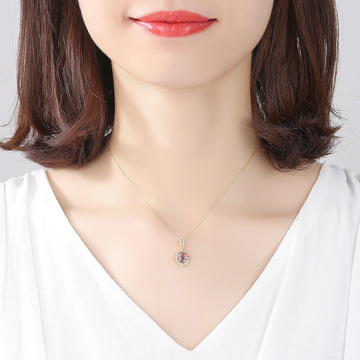 Gold S925 Silver Colorful Zircon Necklace – Geometric Snake Chain Jewelry