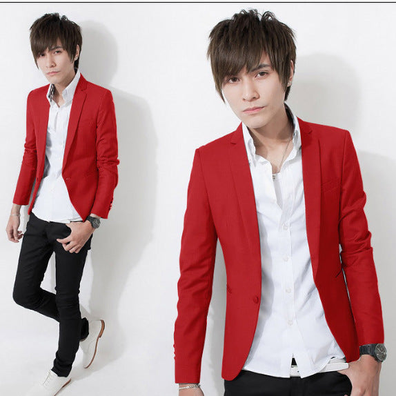 Men’s Korean Slim Fit Blazer – Single Button Smart Casual Suit Jacket, M–3XL