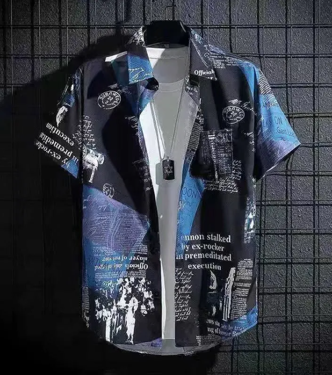 Men’s Fashion Simple Loose Short-Sleeve Shirt – USA