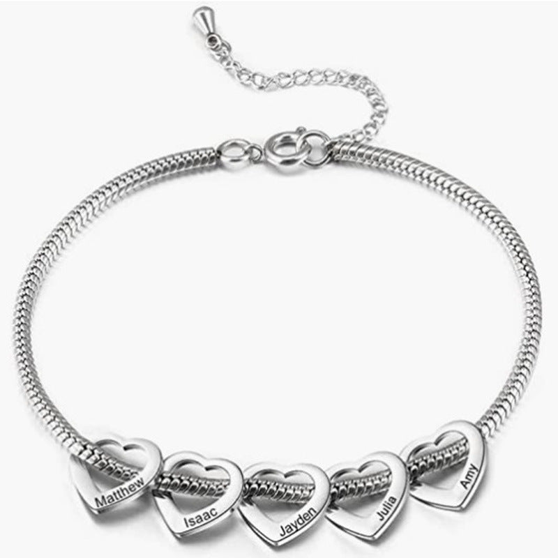 Personalized Adjustable Stainless Steel Heart Anklet