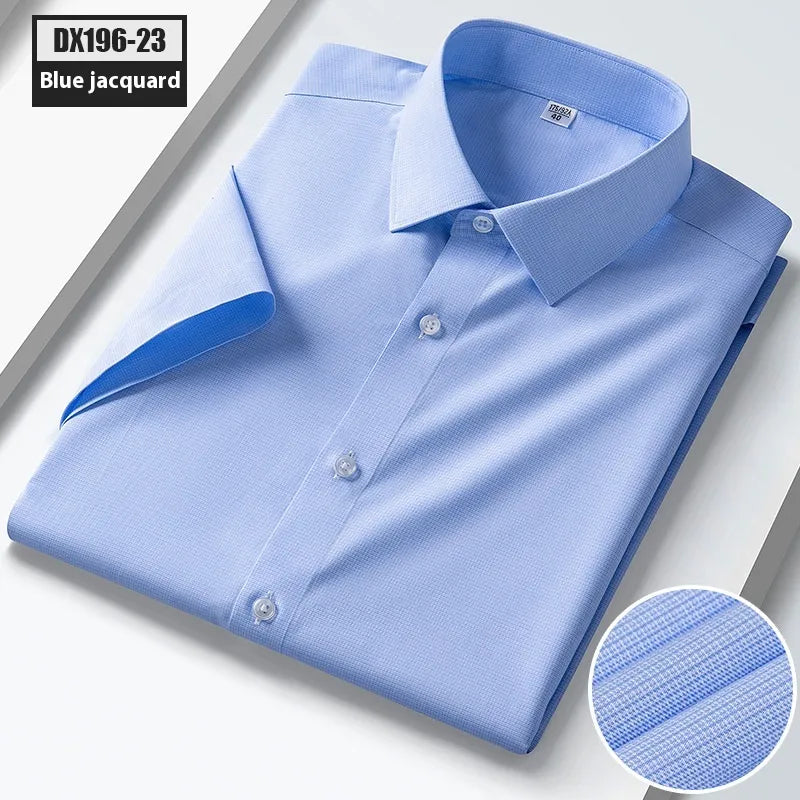 Men’s Silk Striped Short Sleeve Shirt – Lightweight Summer Casual Shirt