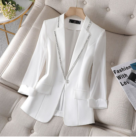 Women’s Classic Sparkle Blazer – One-Button Polyester Urban Jacket, S–5XL