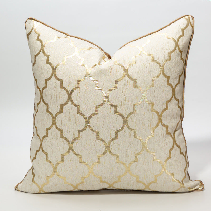 Modern Diamond Pattern Champagne Gold Pillow Cover – Elegant 45x45cm Cushion