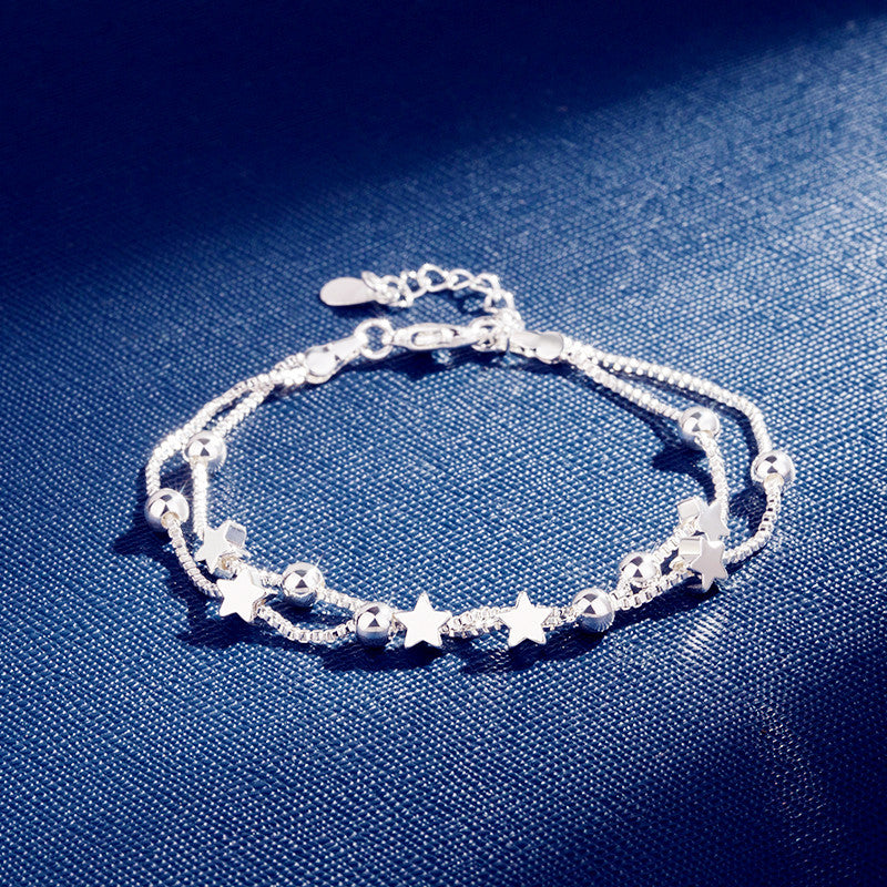 Women’s Silver Pentagram Bracelet – Star Charm Fashion Wrist Jewelry
