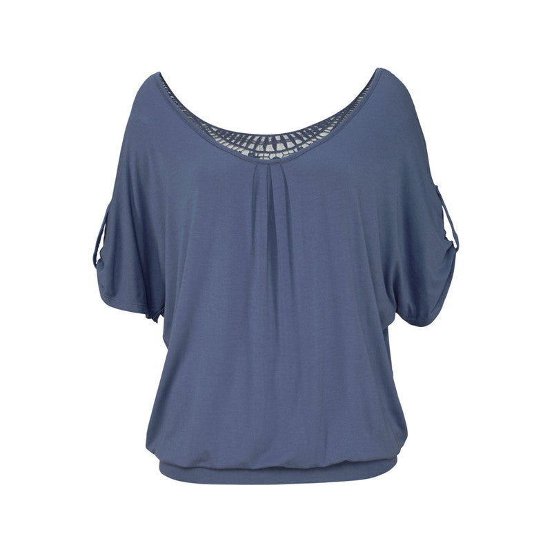 Vintage Lace T-Shirt in Solid Color for Women