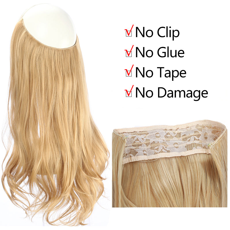 45cm Invisible Long Wavy Hair Extensions – Fish Line Synthetic Hairpiece, 32 Colors