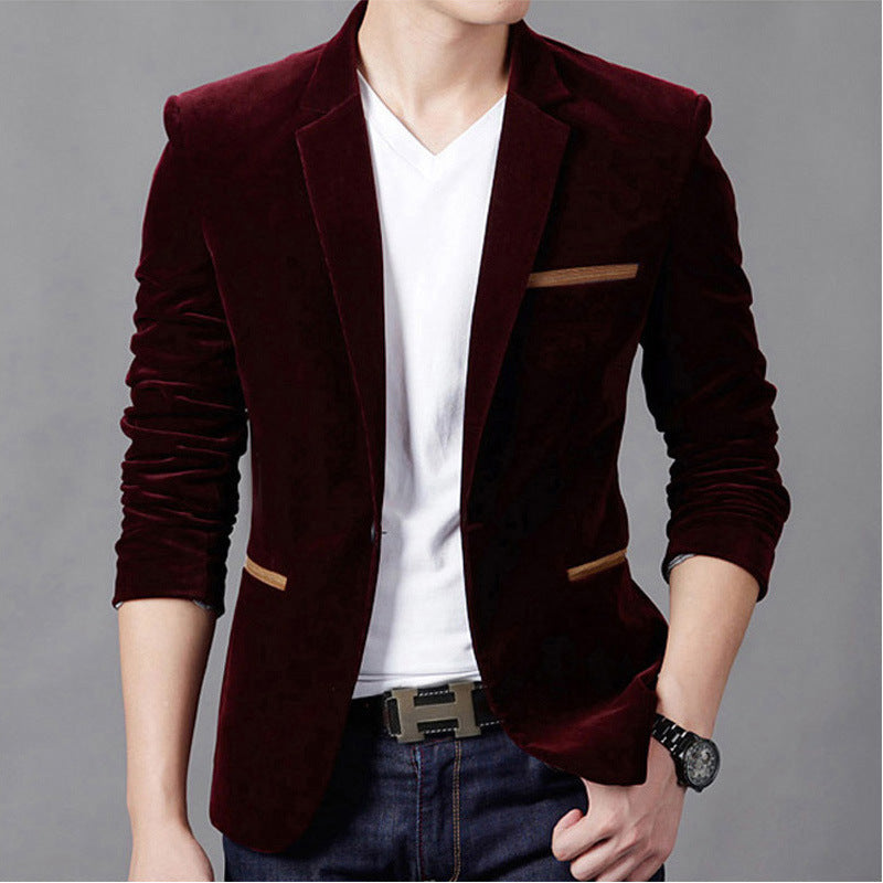 Men’s Cotton Corduroy Blazer – Korean Style Spring & Fall Casual Suit Jacket, M–4XL