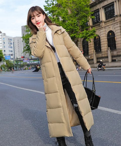 Women’s Long Cotton Coat – Warm Casual Winter Padded Jacket