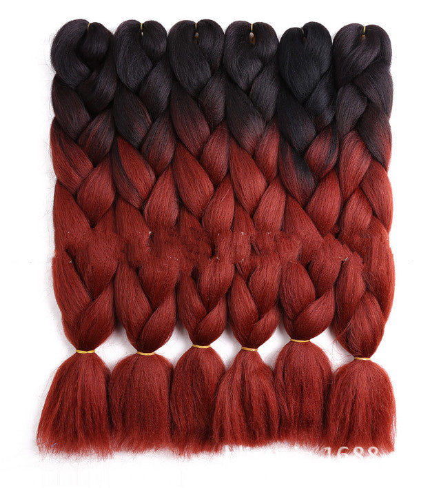 Jumbo Braided Wig for Women – Black Gradient High-Heat Synthetic Braids, 64 Colors