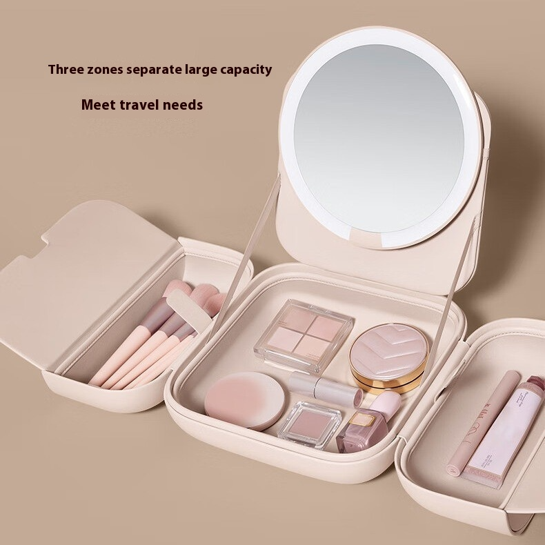 Multifunctional Cosmetic Mirror – LED Vanity Mirror with Storage Compartment