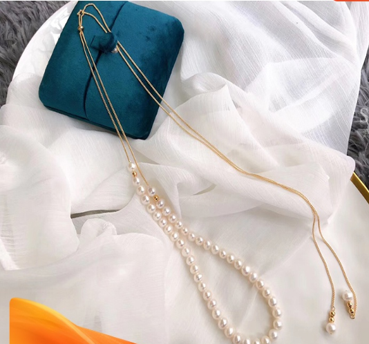 Long Tassel Pearl Sweater Necklace