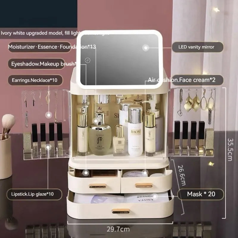 Desktop Cosmetic Storage Box – Makeup, Skincare & Vanity Organizer