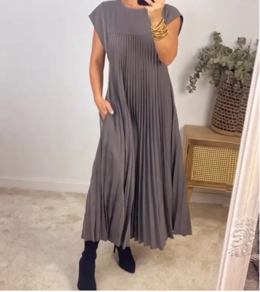 ChicEase Loose Solid Color Dress for Women – Relaxed Fit Casual Dress